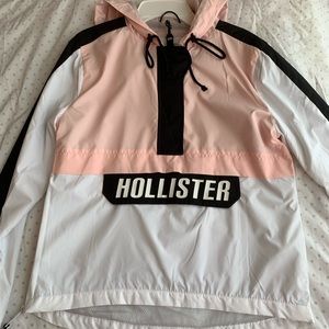 Windbreaker pink and white Hollister hoodie